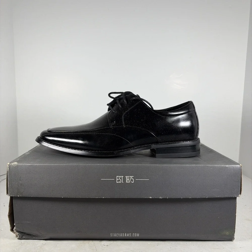 Size 7 Stacy Adams Drake Black Leather‎ 20130 Dress Shoes